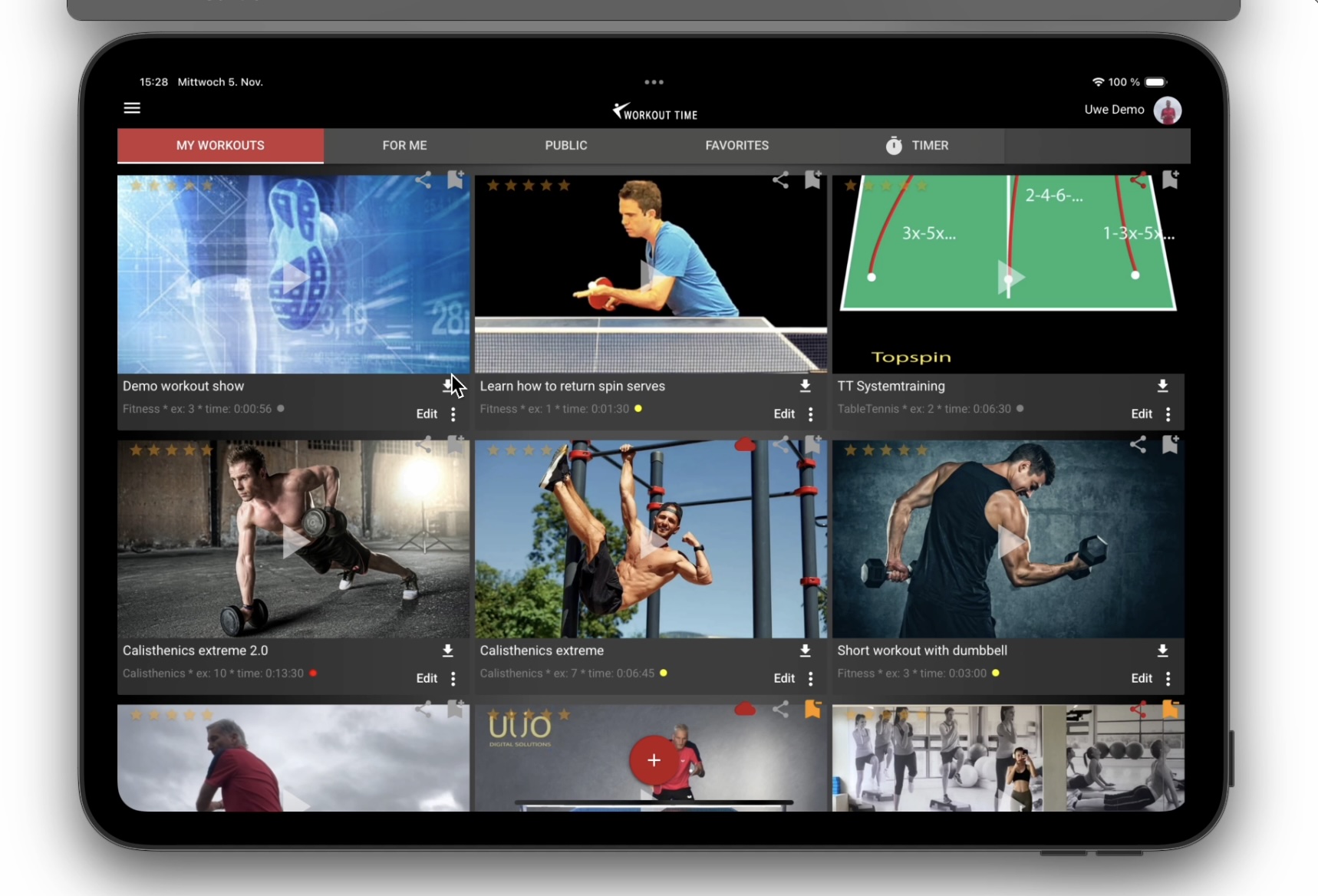 See how to change and play a workout